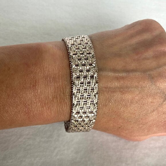 Italian Milor Sterling Silver 925 Heavy 16mm Wide Woven Riccio Bracelet 7.25" - Picture 5 of 16